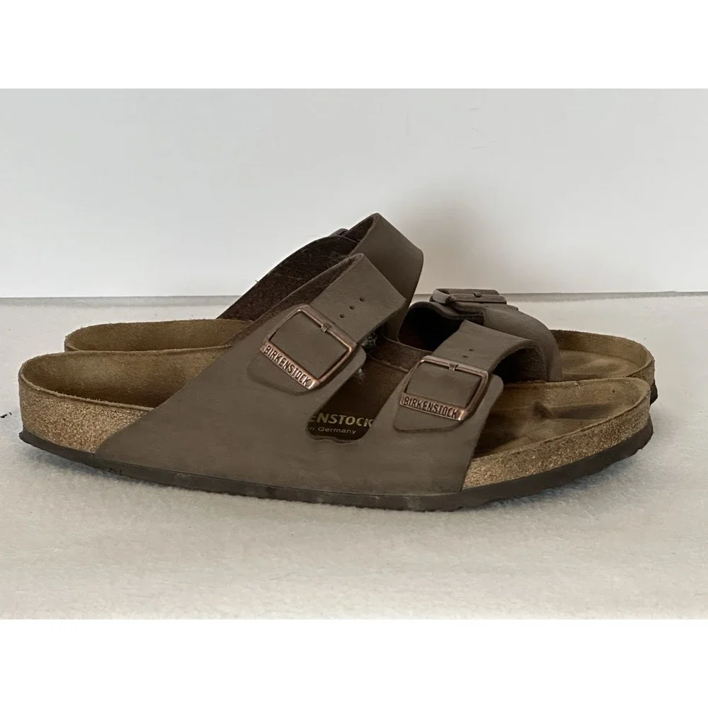 BIRKENSTOCK Arizona Birko-Flor Birkibuc Mocha Vegan Leather Sandals Men sz.13/46